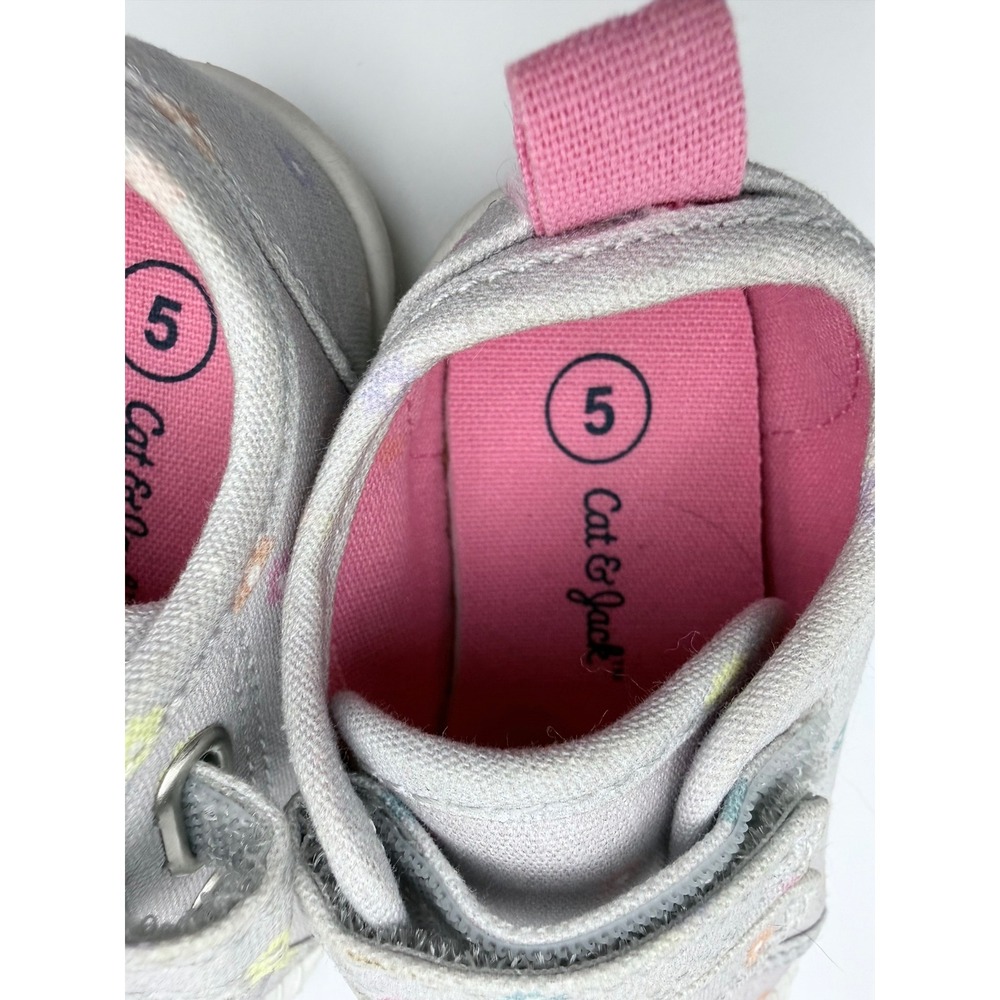 Cat & Jack Baby Girl's Sneakers Size 5 Gray Floral‎ Canvas Shoes Toddler - Picture 5 of 7